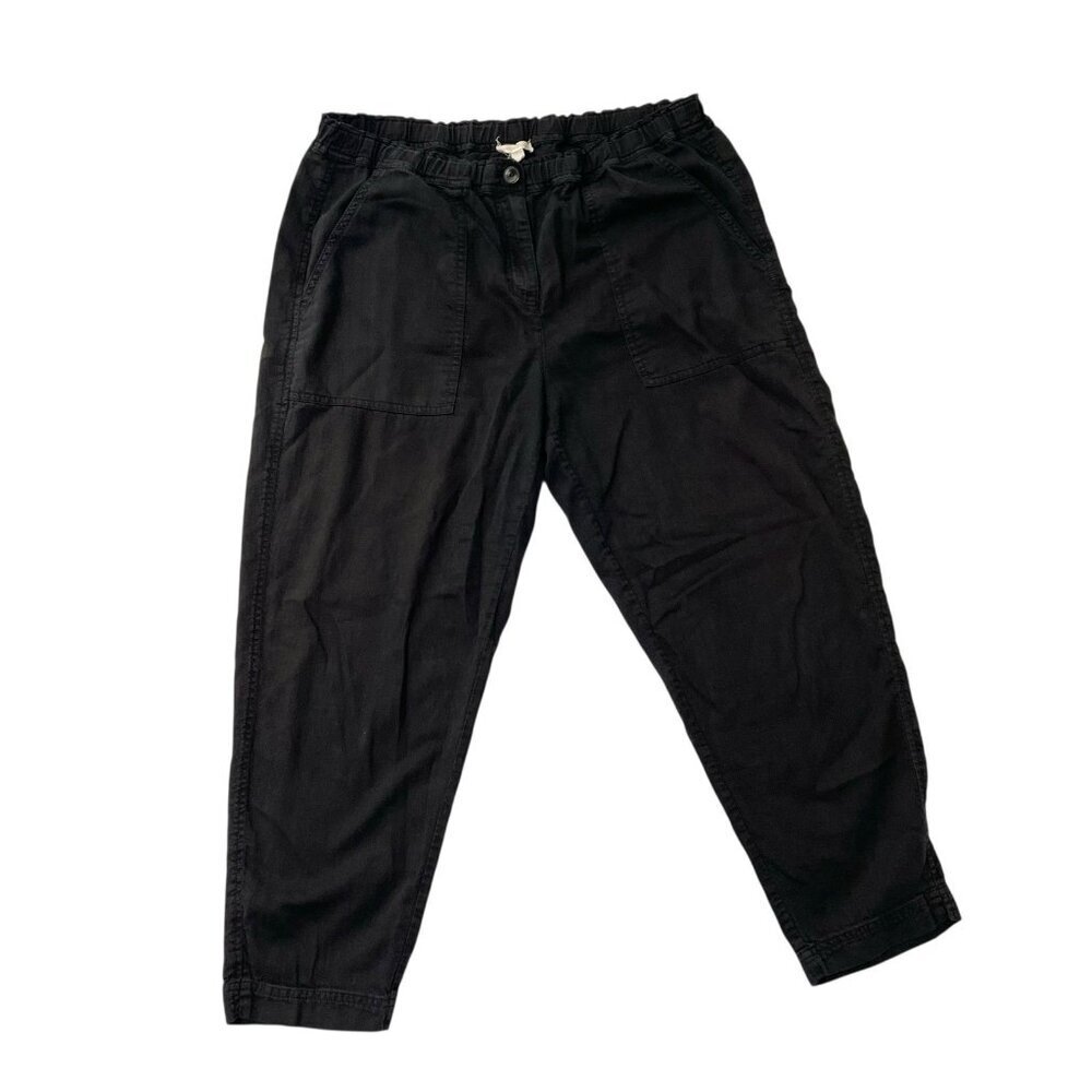 EILEEN FISHER Utility Tapered Ankle Pant Organic Cotton Classic Black sz Medium